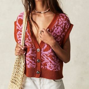 Free People Tapestry Vest Cinna Magnolia Combo size S